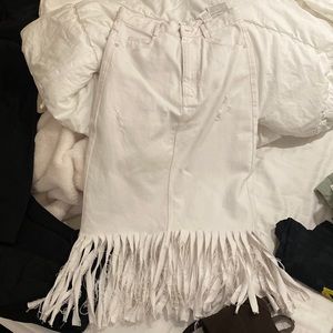 Zara denim white skirt with fringes. Size small